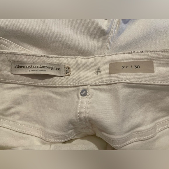 Pilcro and the Letterpress Anthropologie High-Rise Striped Slim Jeans White 30 - Picture 8 of 8